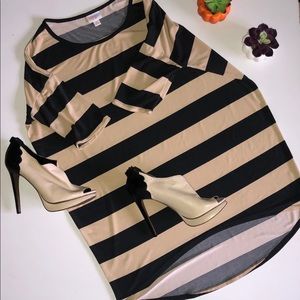 Lularoe Irma size xs stripe blk and tan